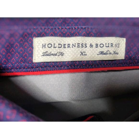 Holderness & Bourne The Draper Polo Shirt Mens XL Navy And Liberty Golf - Picture 3 of 8